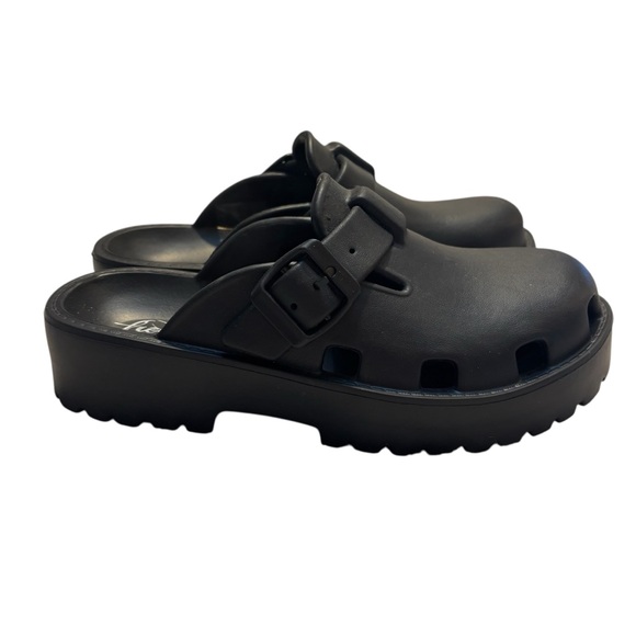 NEW Free People Karlie Buckle Clogs Size 6 Black Mules Slip-On EVA Buckle Detail - Picture 2 of 14